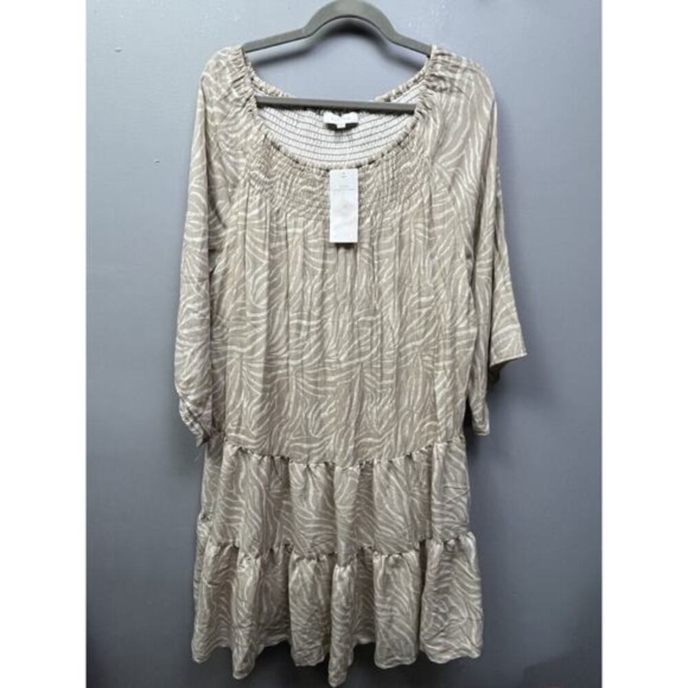 New Directions Ruffle Dress Womens large Desert Tiger Hot Tropics NEW Tiered